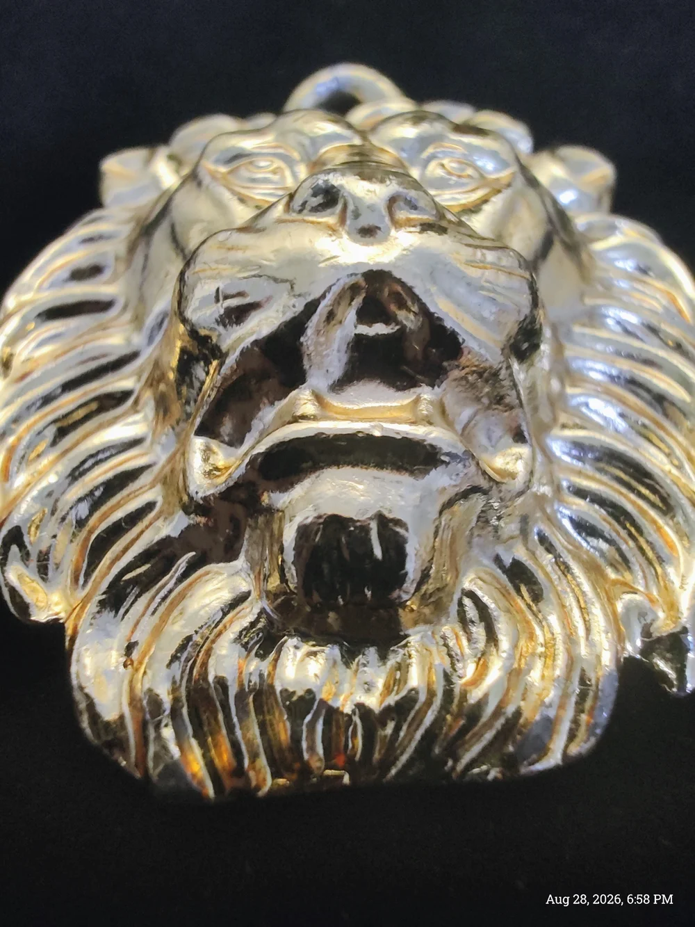 Gold Lion Head Pendant Large